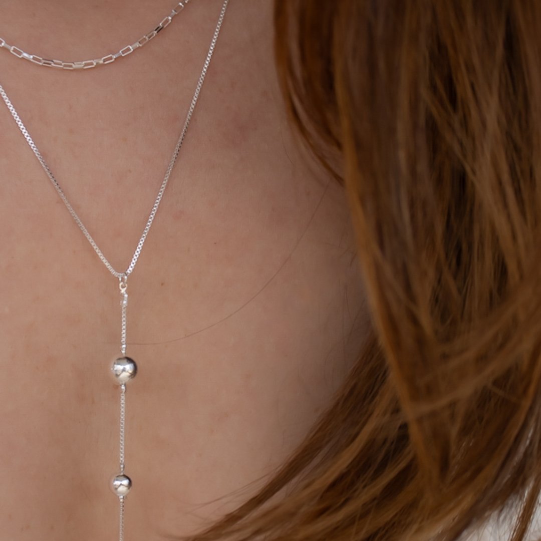 Colar Duplo Gravatinha - Esferas