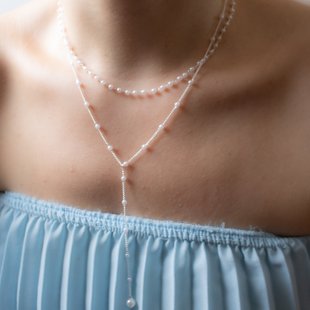 Colar Duplo Gravatinha - Pérolas