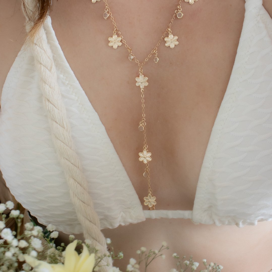 Colar Gravatinha - Flores