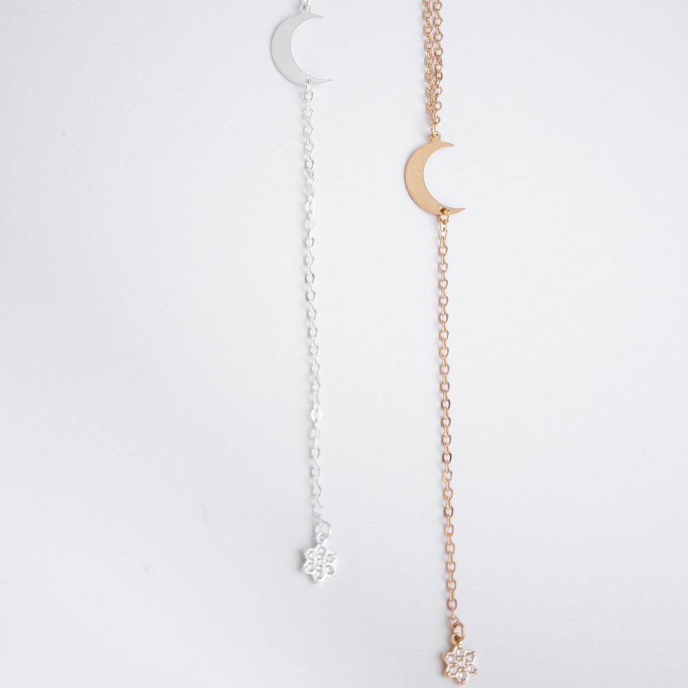 Colar Gravatinha - Lua e Estrela Microzircônia