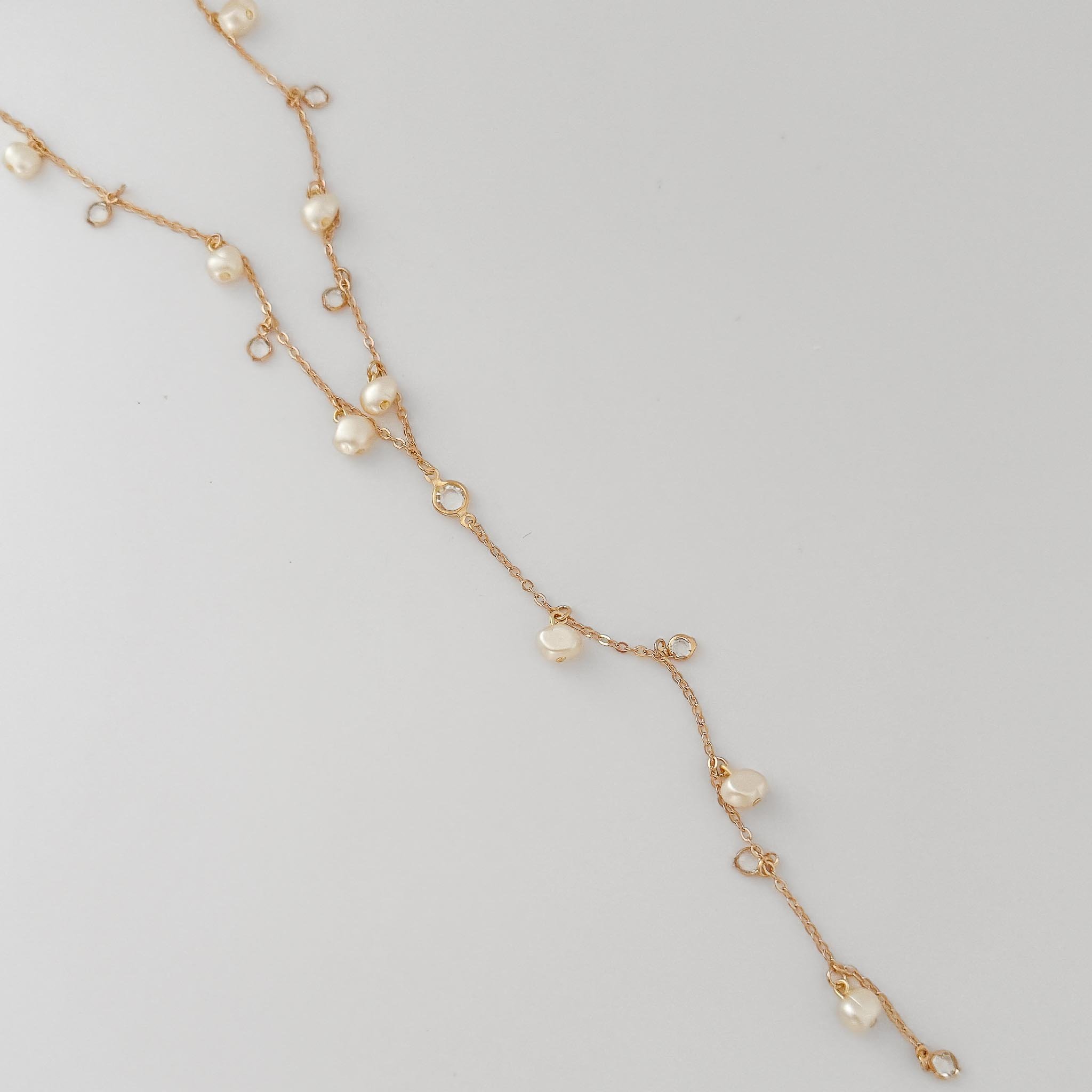 Colar Gravatinha - Pérolas Barrocas e Cristais