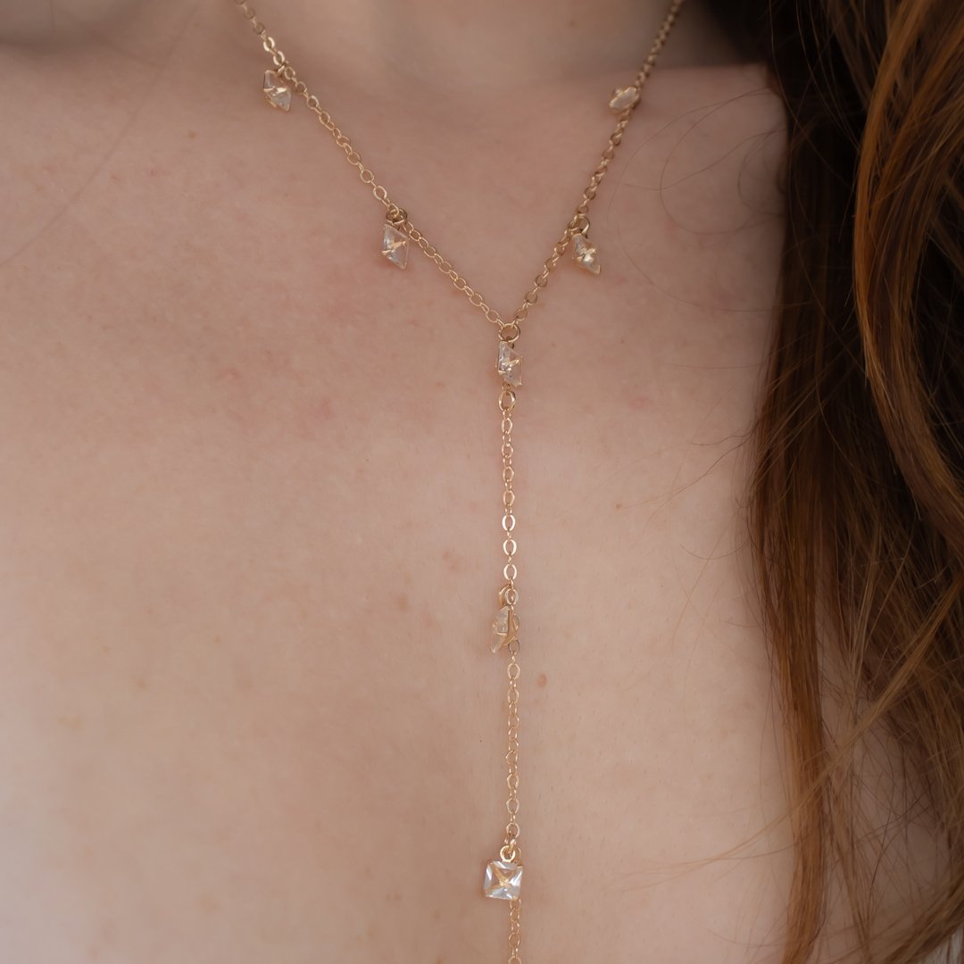 Colar Gravatinha - Quadradinhos Cristais