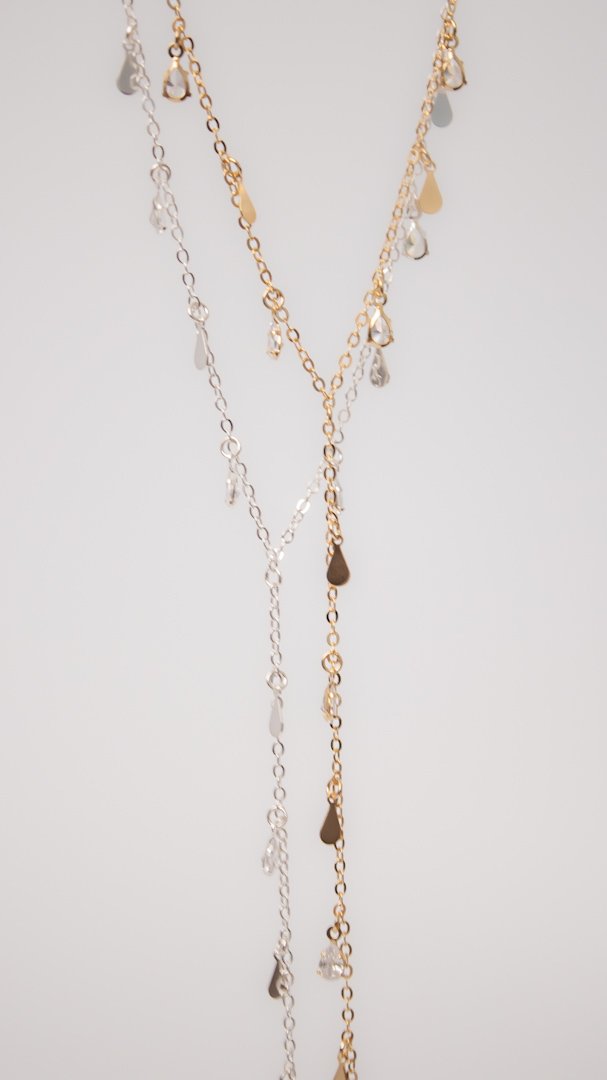 Colar Gravatinha - Gotinhas Lisas e Cristais