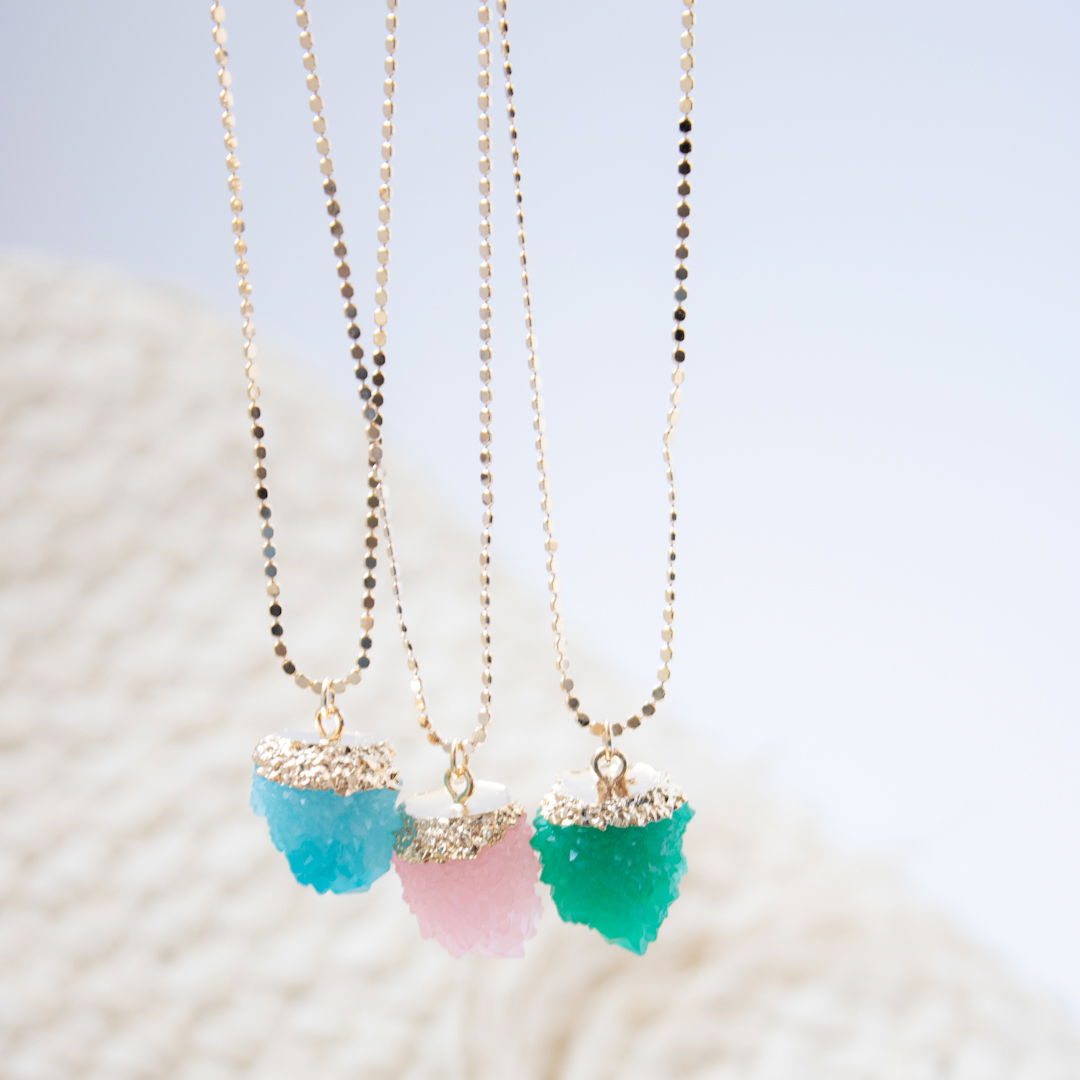 Colar Longo - Pedra Resina Colorida