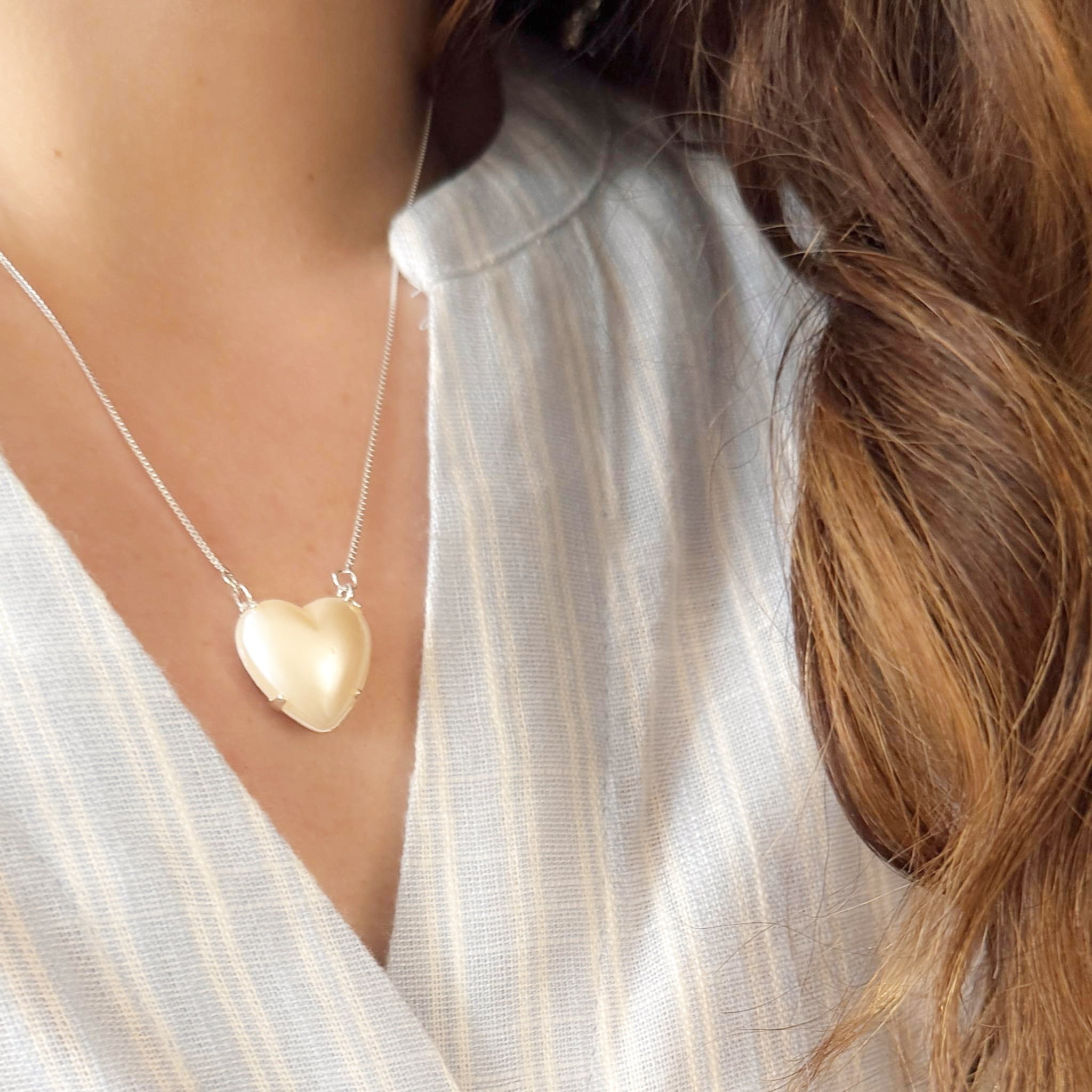 Colar Médio - Maxi Coração Pérola