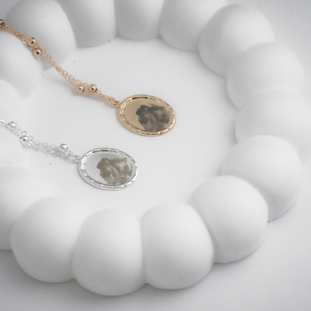 Colar Médio - Medalha Oval 15mm