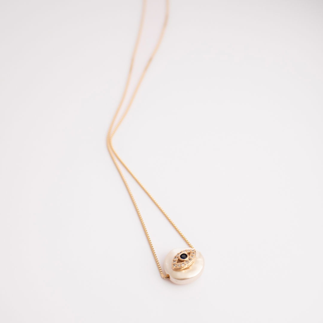 Colar Médio - Olho Grego e Pérola