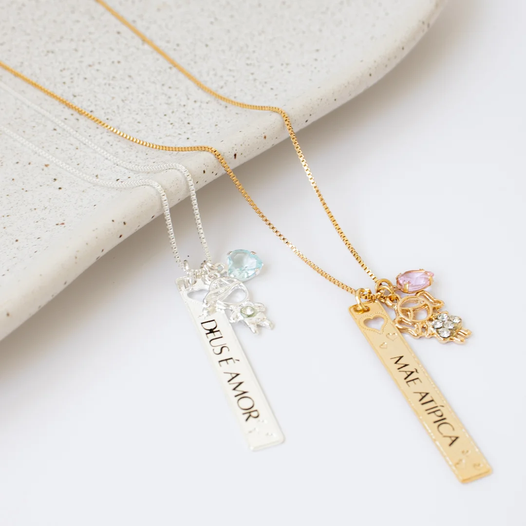 Colar Médio - Coração Pedrinha e Filhos (Até 3)