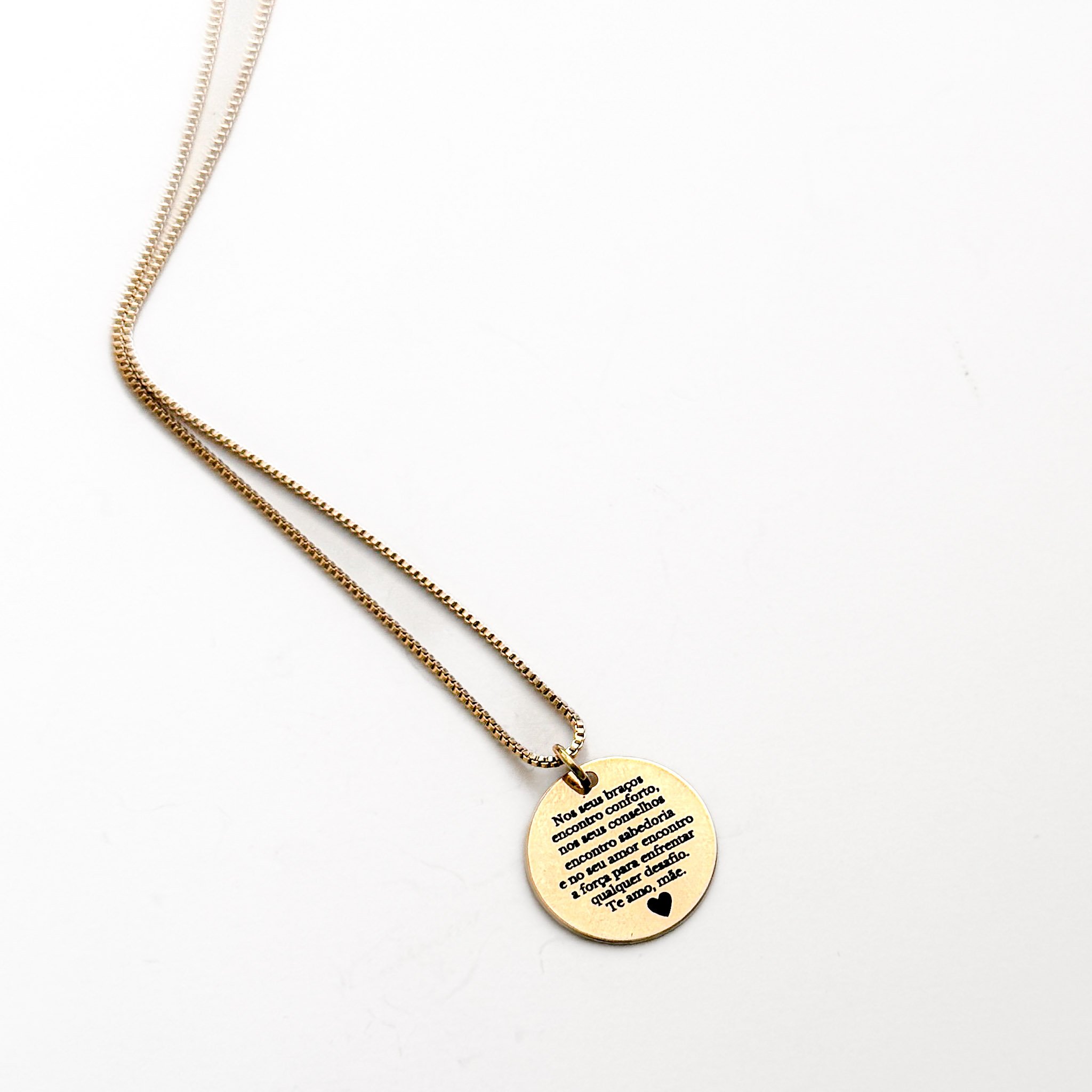 Colar Médio Medalha 15mm - Gravação Mensagem