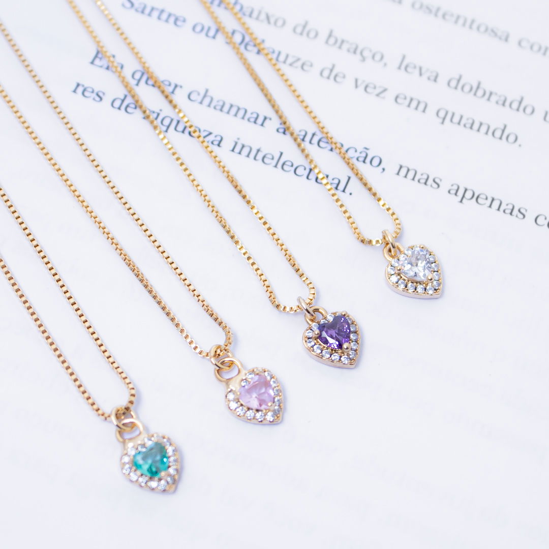 Colar Médio - Mini Coração Zircônia