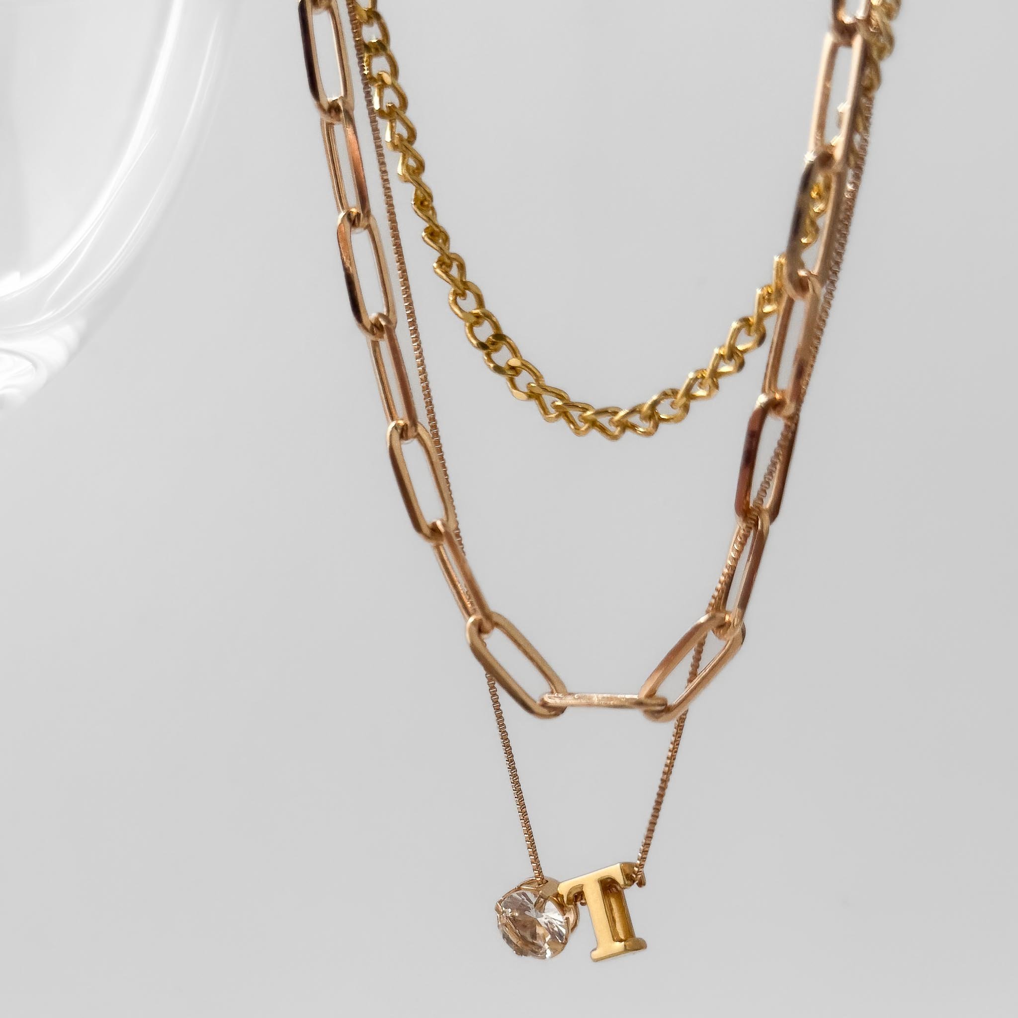 Colar Triplo - Cristal e Letra