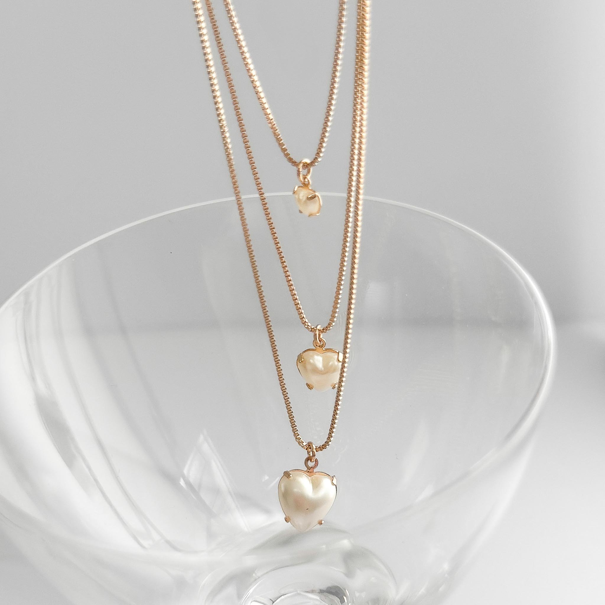 Colar Triplo - Degradê Corações