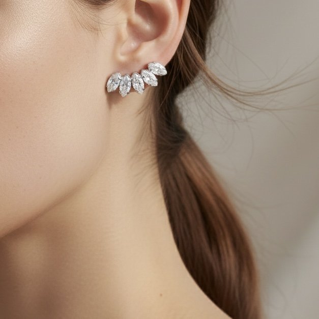 Ear Cuff - Navetes Zircônia (Escolha a cor)