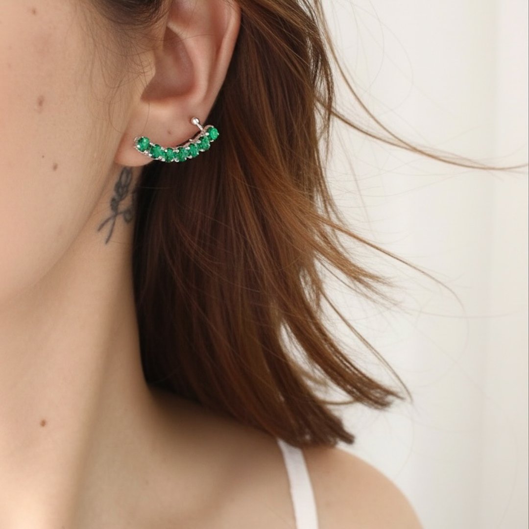 Ear Cuff - Zircônia Verde Esmeralda