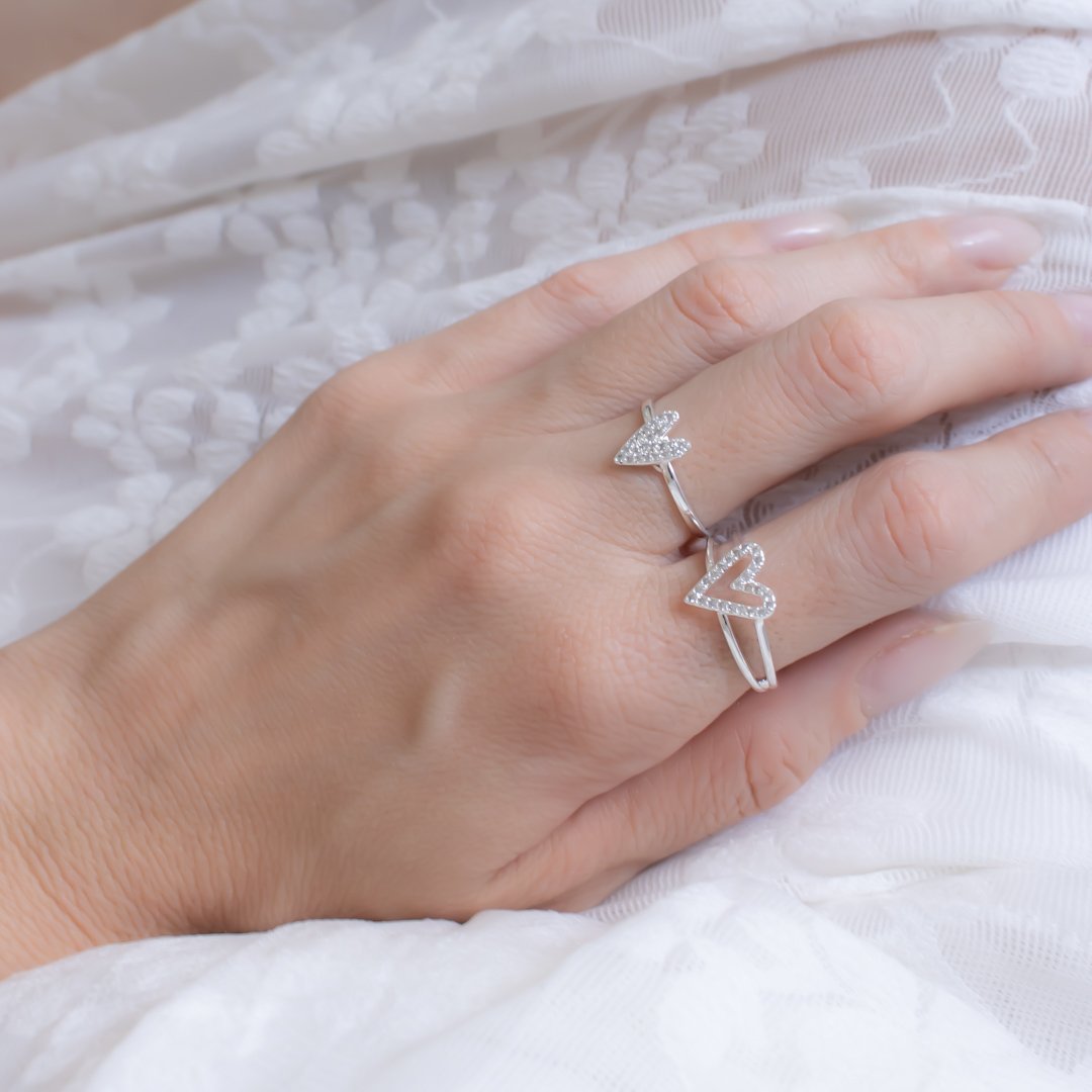 Kit 2 Anéis - Corações Zircônia