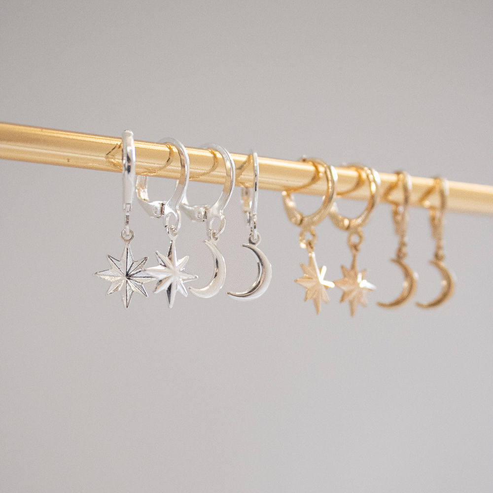 Kit 2 Argolinhas - Estrela Cadente e Lua