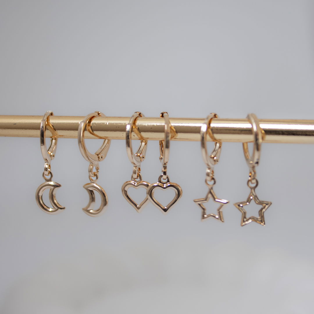 Kit 3 Argolinhas - Pingentes Delicados