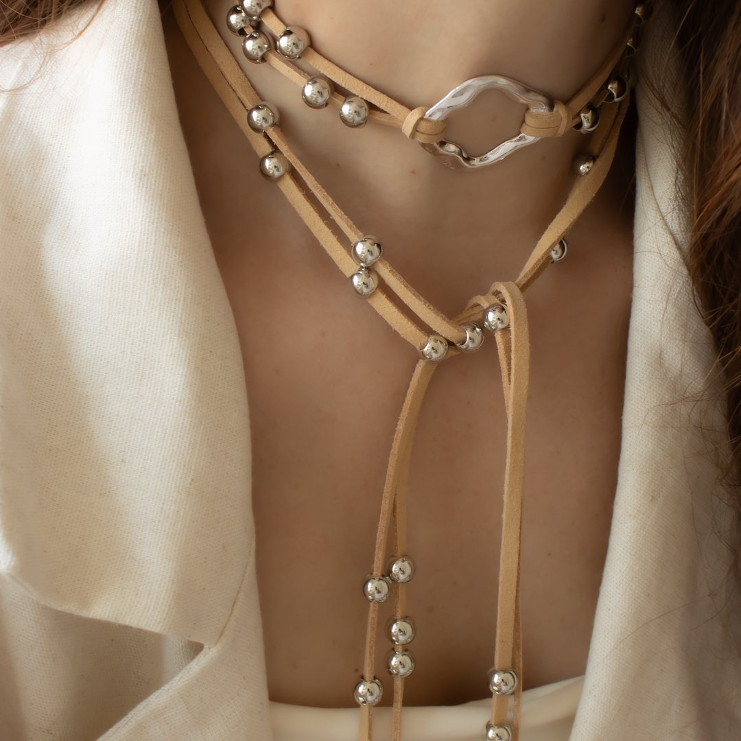 Kit 3 Colares - Camurça Esferas