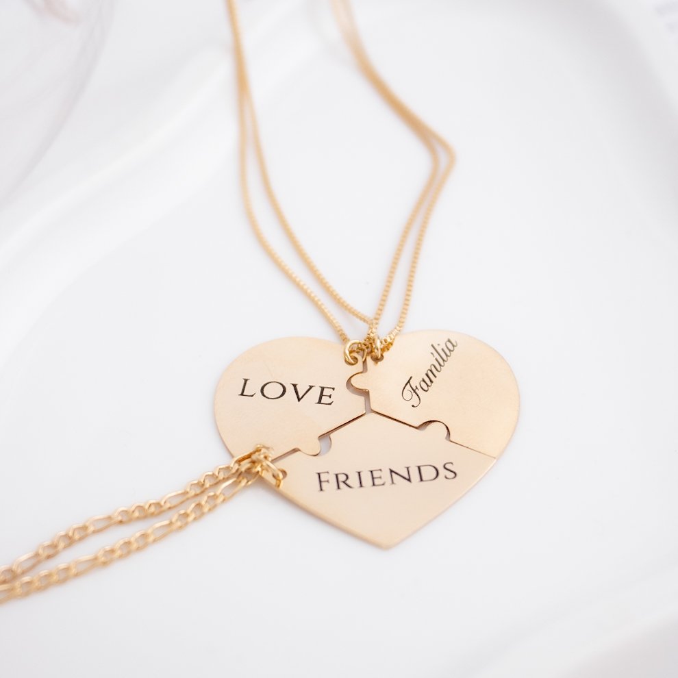 Kit 3 Colares Personalizados - Coração