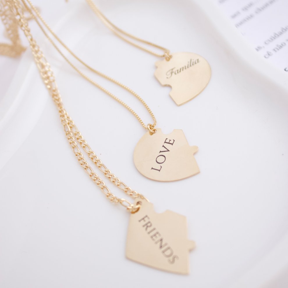 Kit 3 Colares Personalizados - Coração