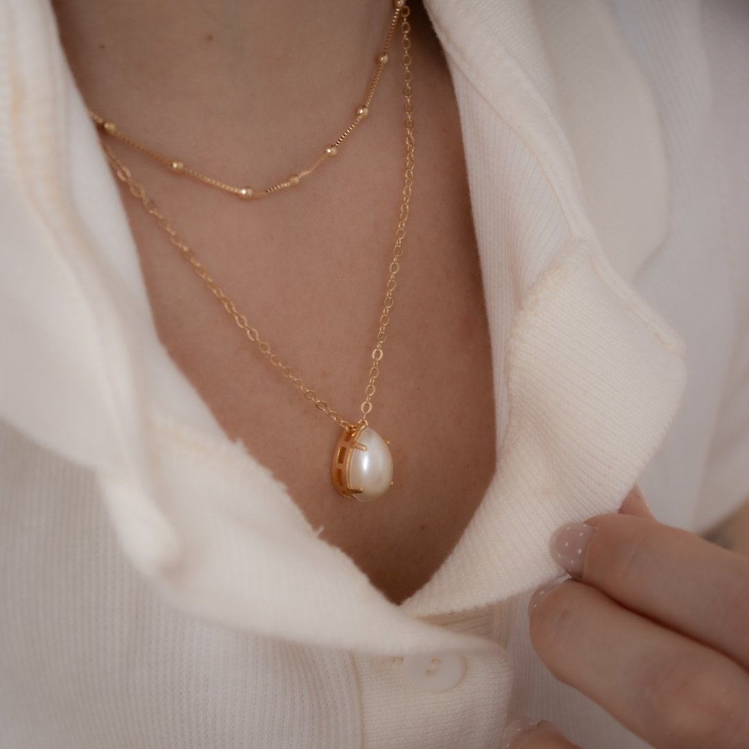 Kit Colar Duplo e Brinco - Pérola