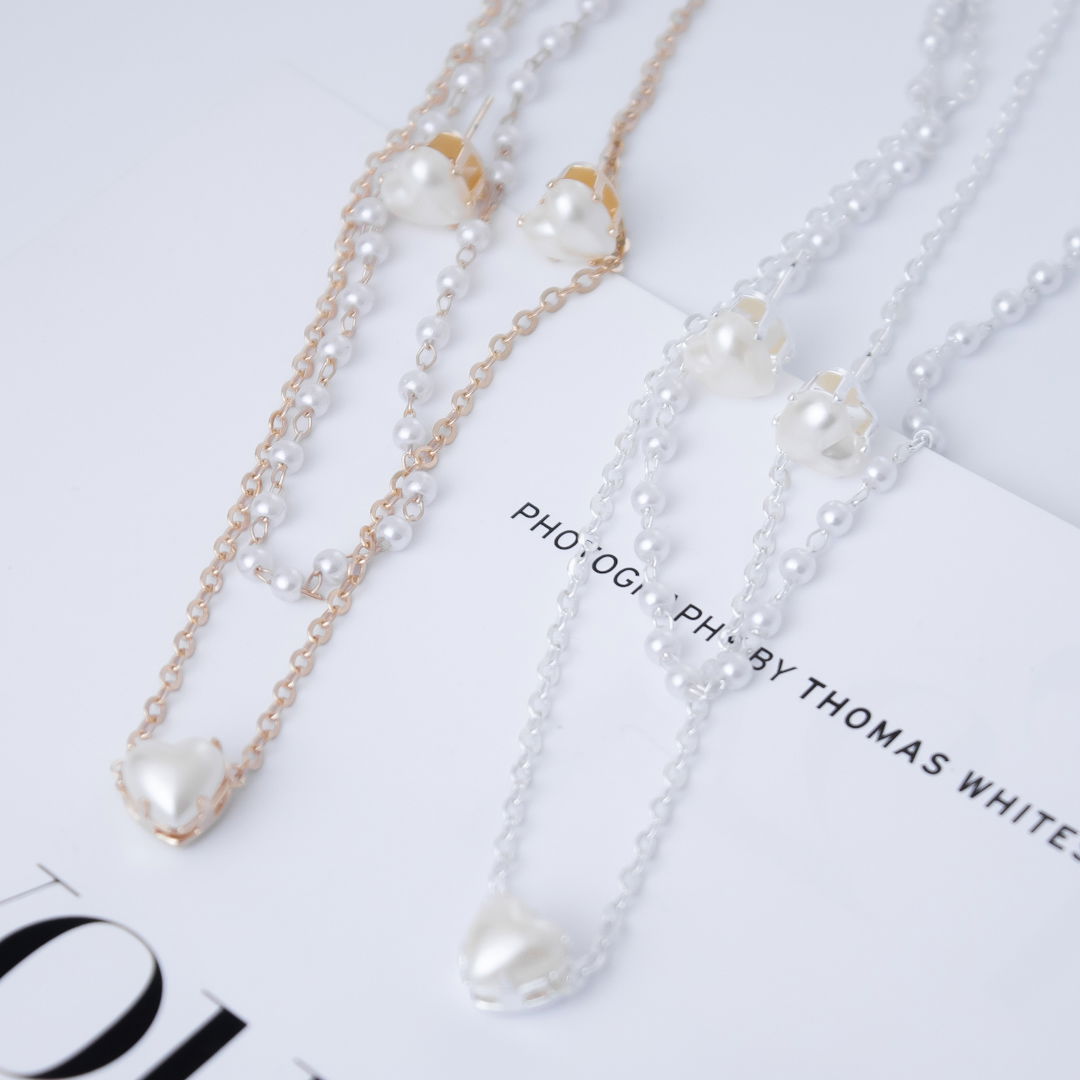 Kit Colar duplo e Brinco - Pérolas