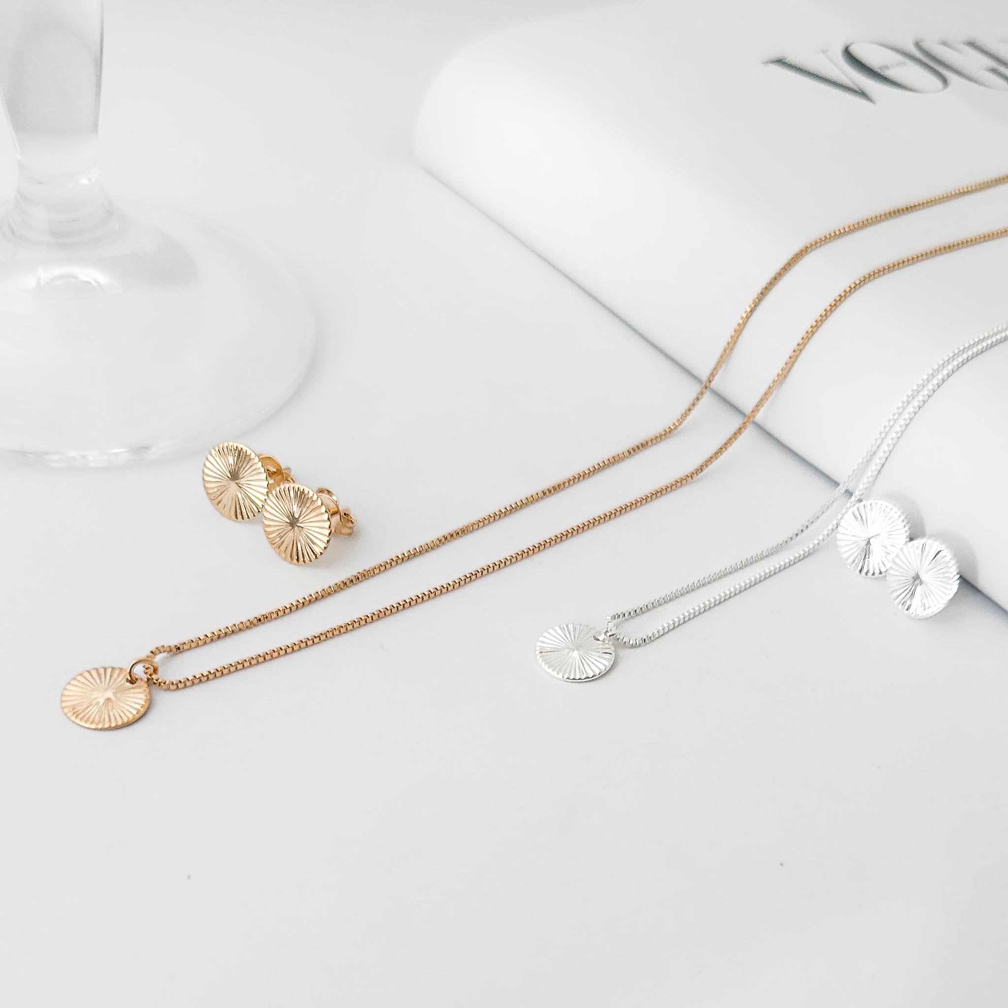 Kit Colar e Brinco - Circulo Plissado