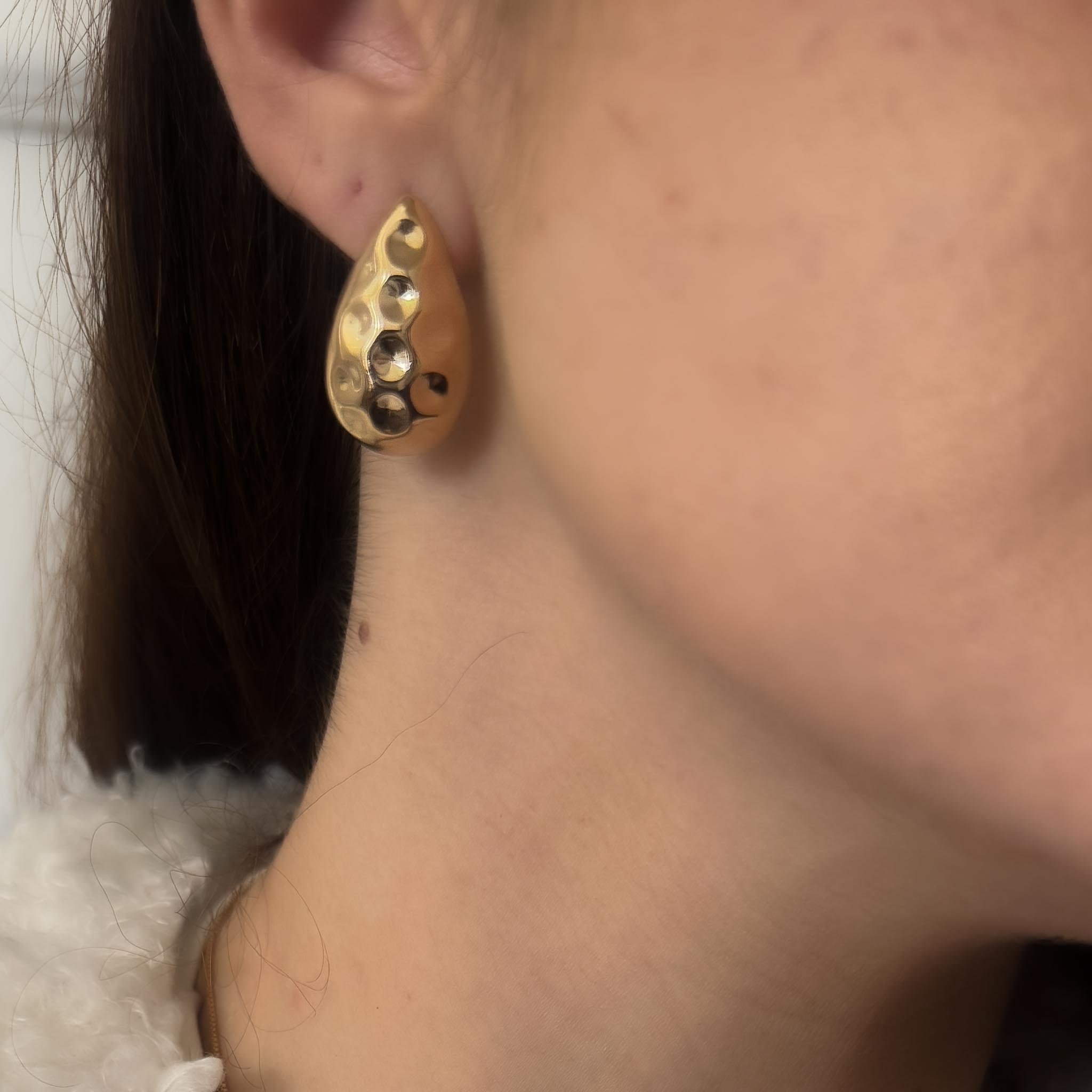 Kit Colar e Brinco - Gota Amassadinha