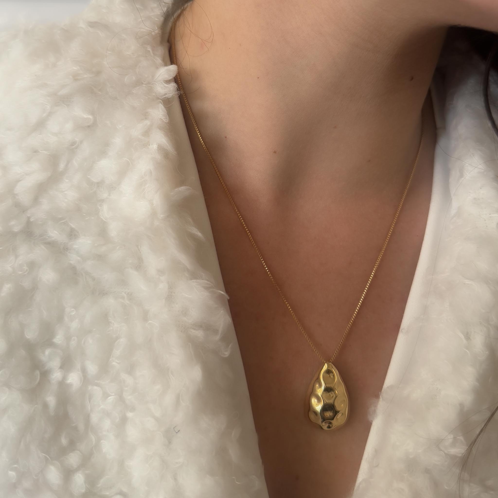 Kit Colar e Brinco - Gota Amassadinha