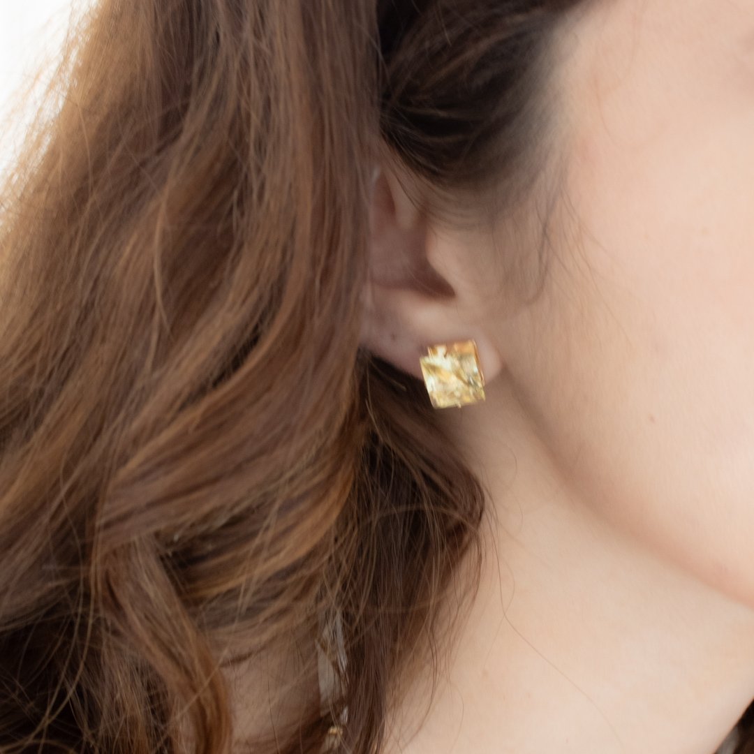 Kit Colar e Brinco - Quadrado 10mm Citrino