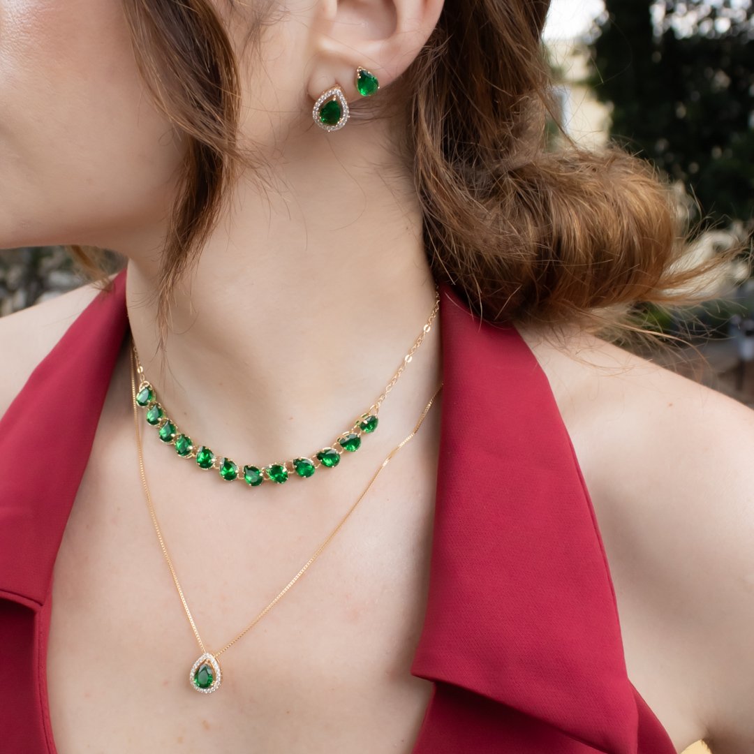 Kit Colar e Brinco Festa - Gotas