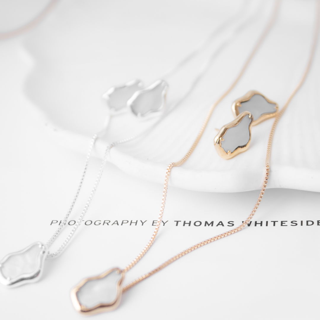 Kit Colar e Brinco - Orgânico Madrepérola