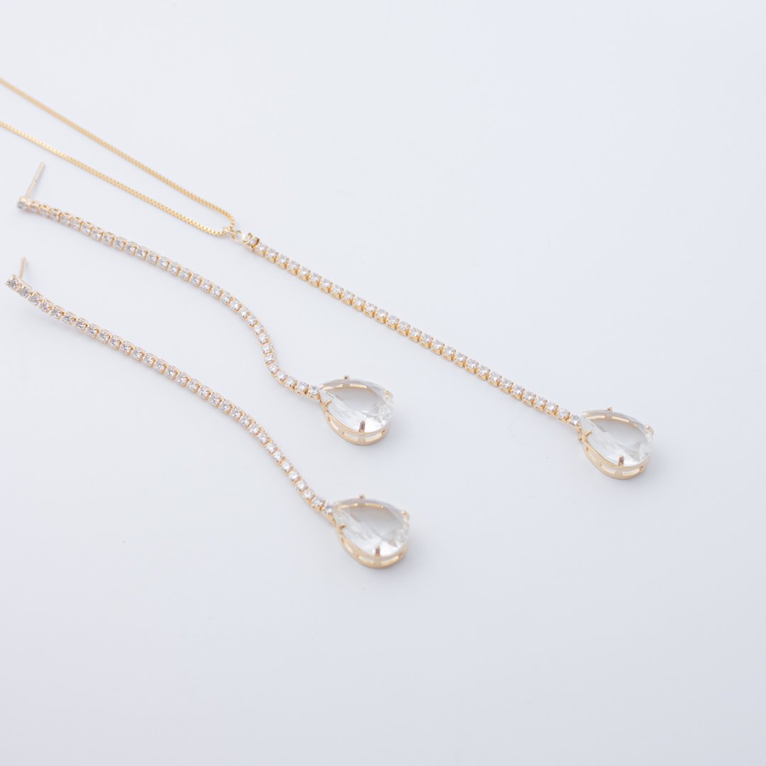 Kit Colar e Brinco - Pêndulo Gota