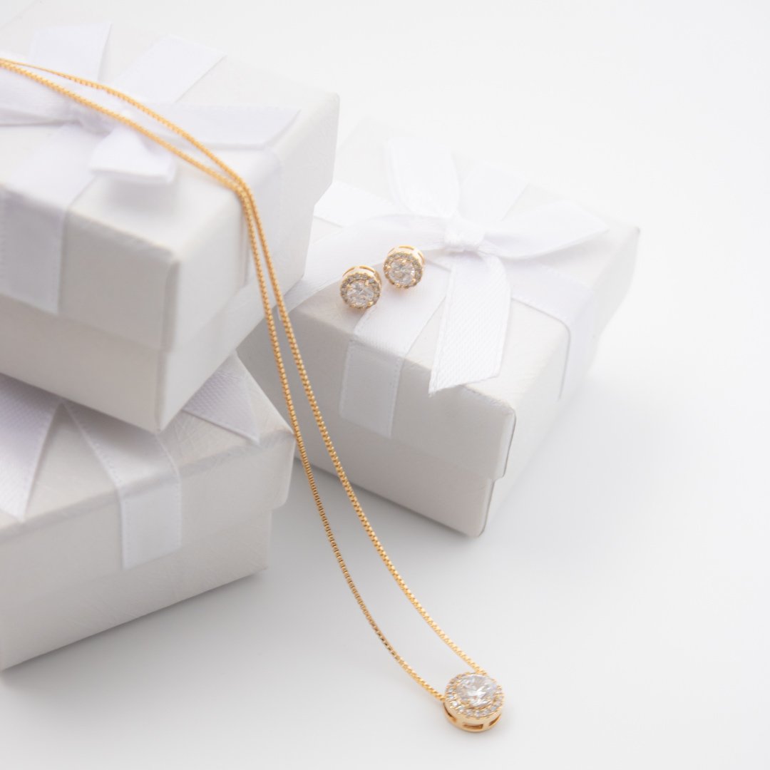 Kit Colar e Brinco - Ponto de Luz Microzircônia