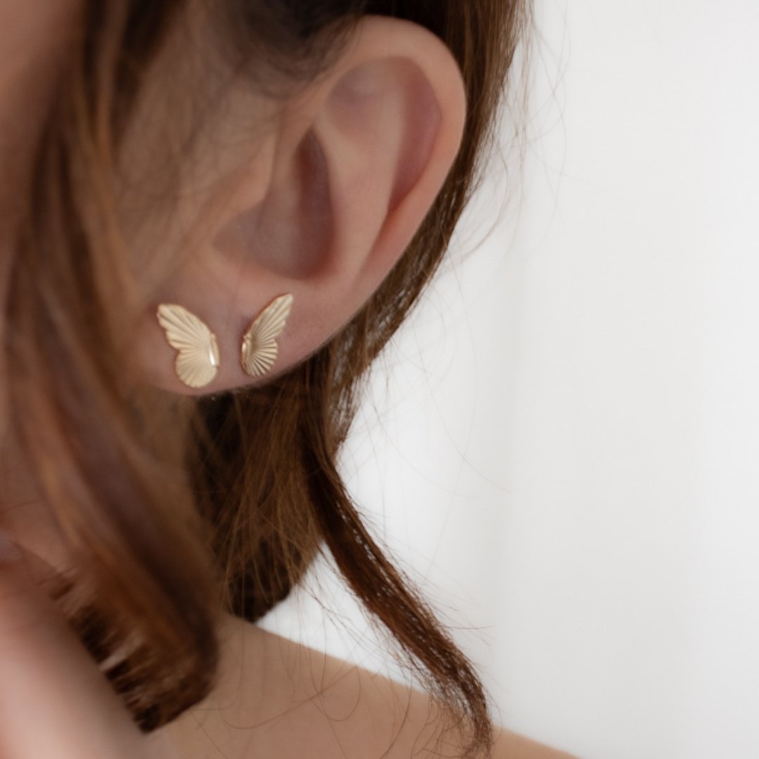 Kit de 2 Pares de Brincos - Borboleta Texturizada