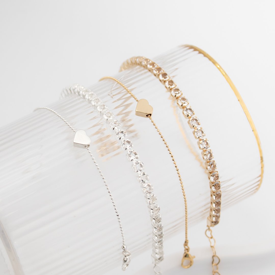 Kit de 2 Pulseiras - Coração e Zircônia