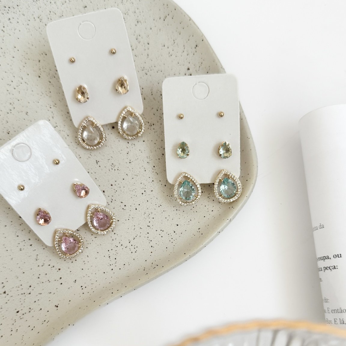 Kit de Brincos - Gotas Microzirconia