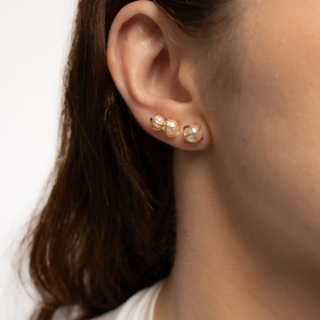 Kit de brincos - Pérolas com Aramado