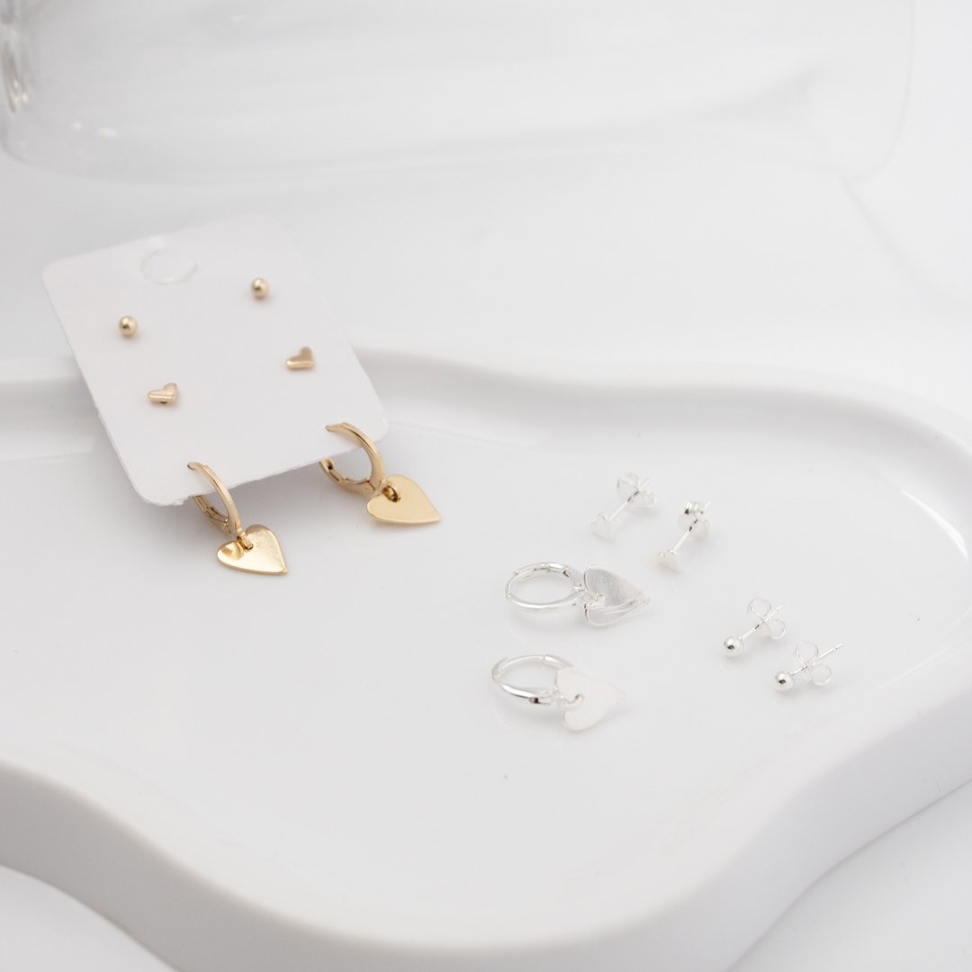Kit de brincos - Corações Delicados