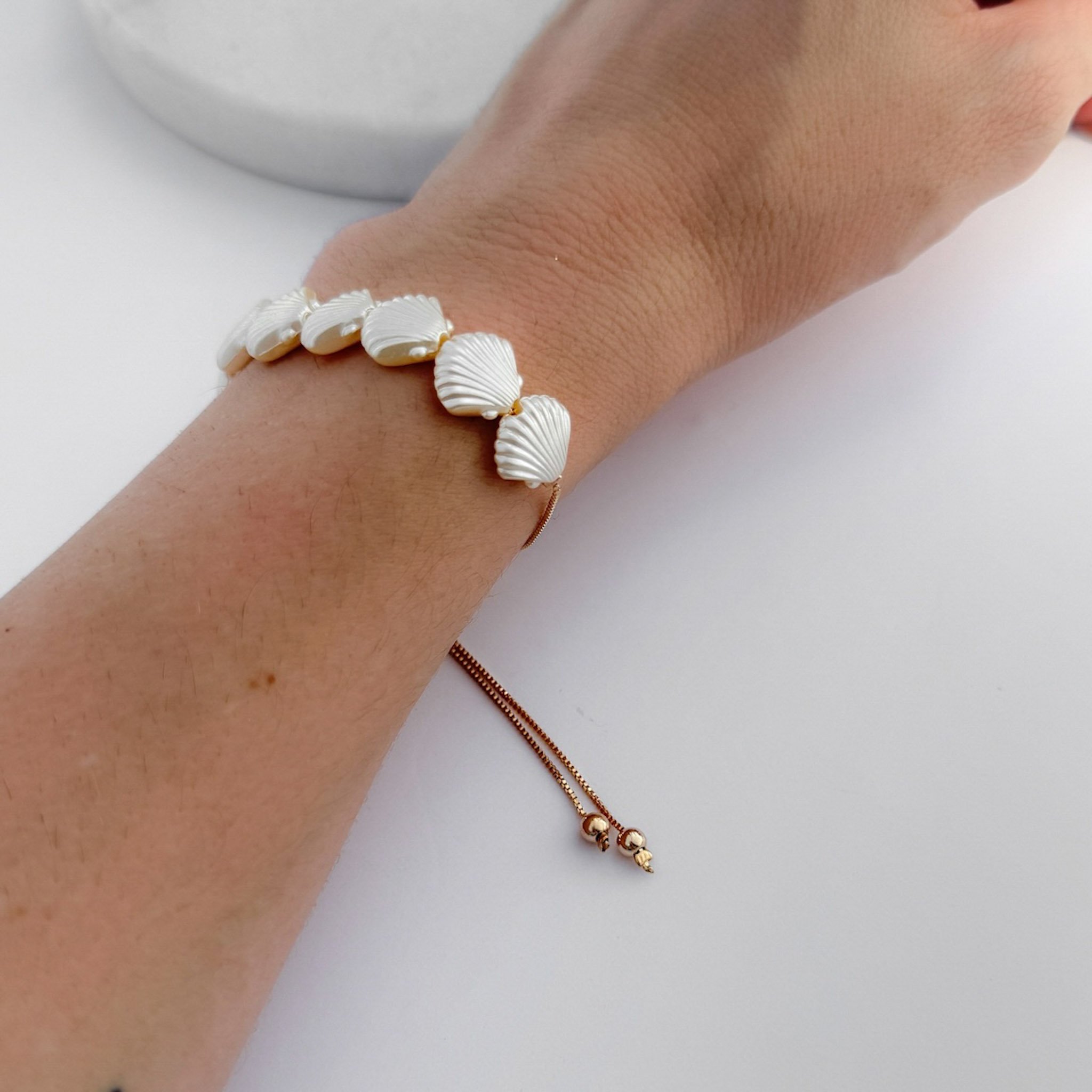 Pulseira Fecho Jóia - Conchas Pérolas