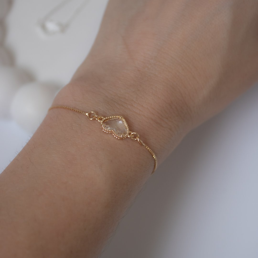 Pulseira Fecho Jóia - Coração Cristal