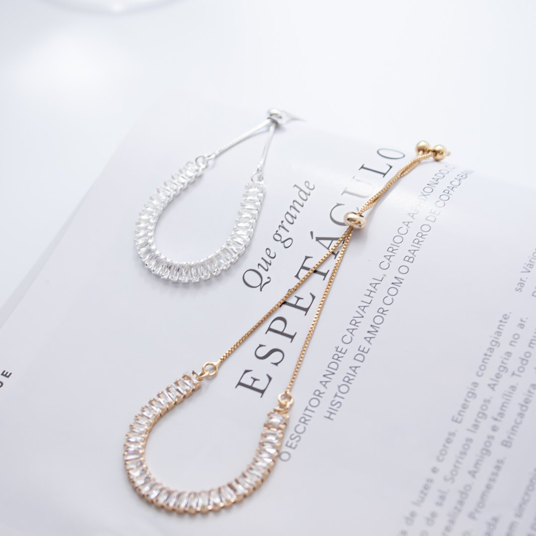 Pulseira Fecho Jóia - Baguete (Escolha a cor)