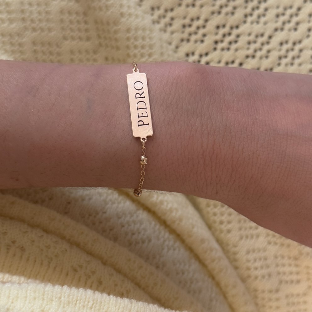 Pulseira Personalizada - Texto (Escolha a Corrente)