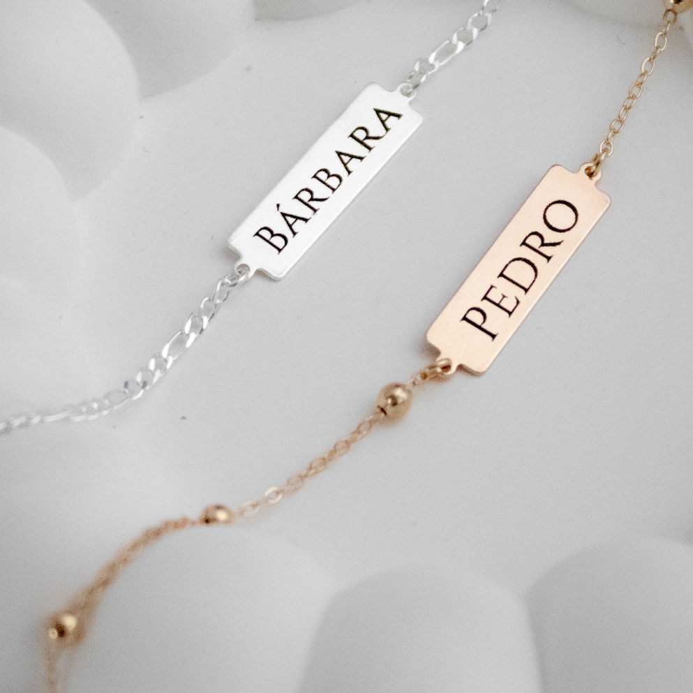 Pulseira Personalizada - Texto (Escolha a Corrente)