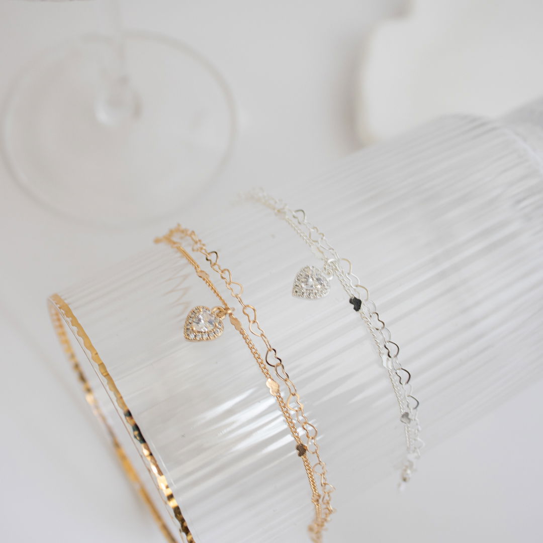 Pulseira Regular - Dupla Coração Zircônia