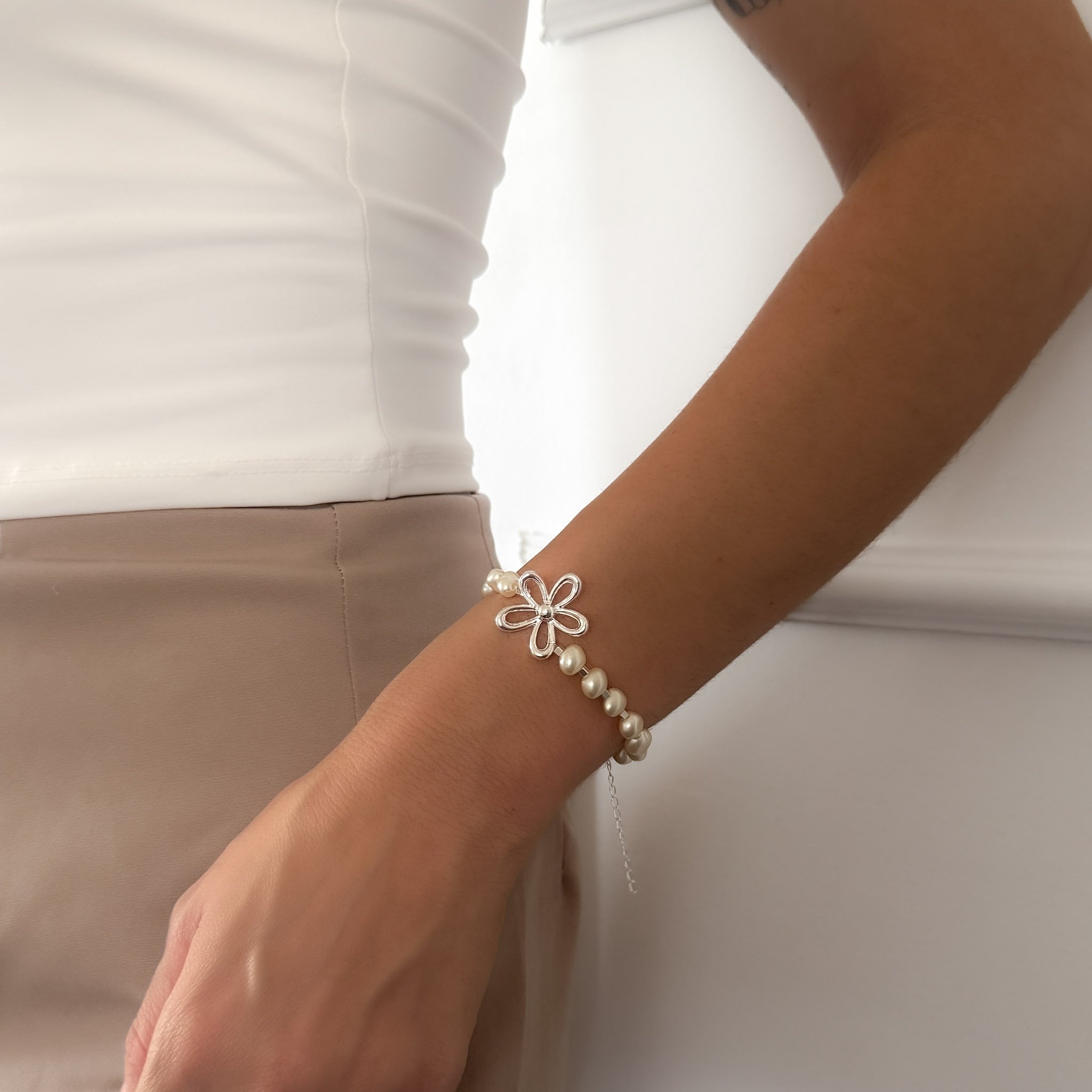 Pulseira Regular - Pérola & Flor
