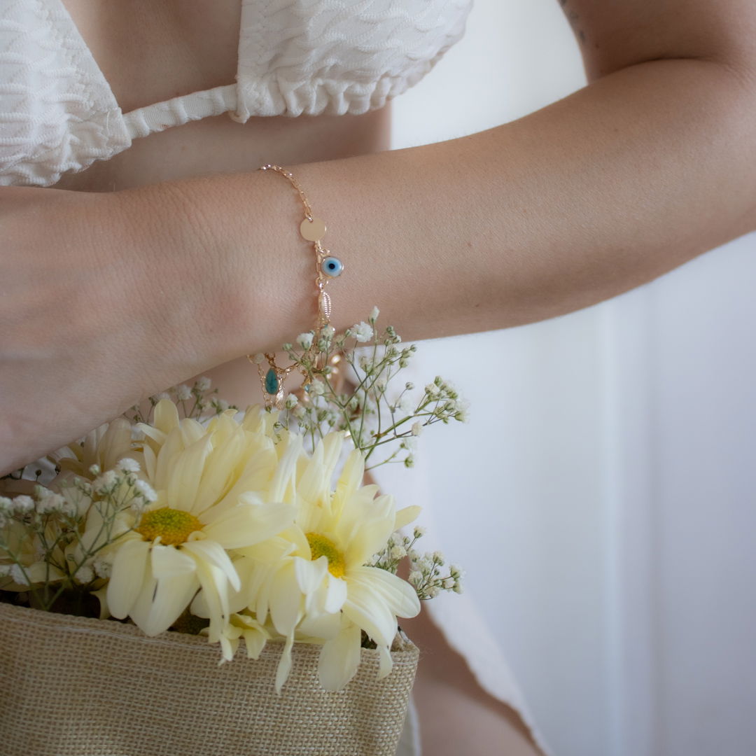 Pulseira Regular - Pingentes Verão Turquesa