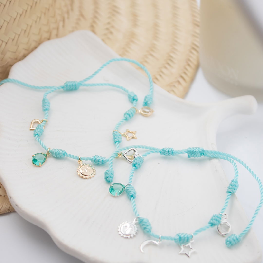 Pulseira Regular - 7 Nós Turquesa