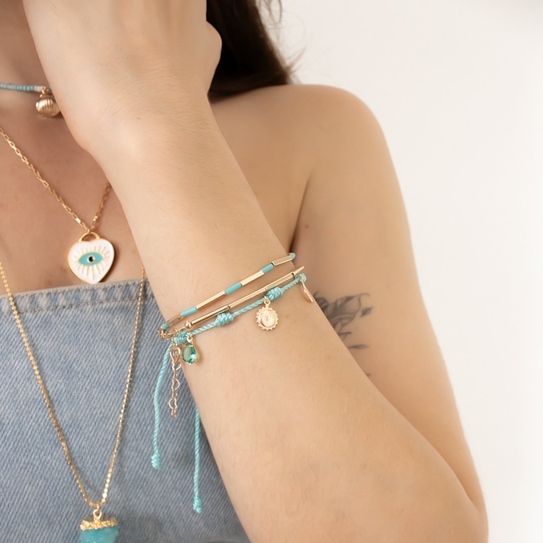 Pulseira Regular - 7 Nós Turquesa