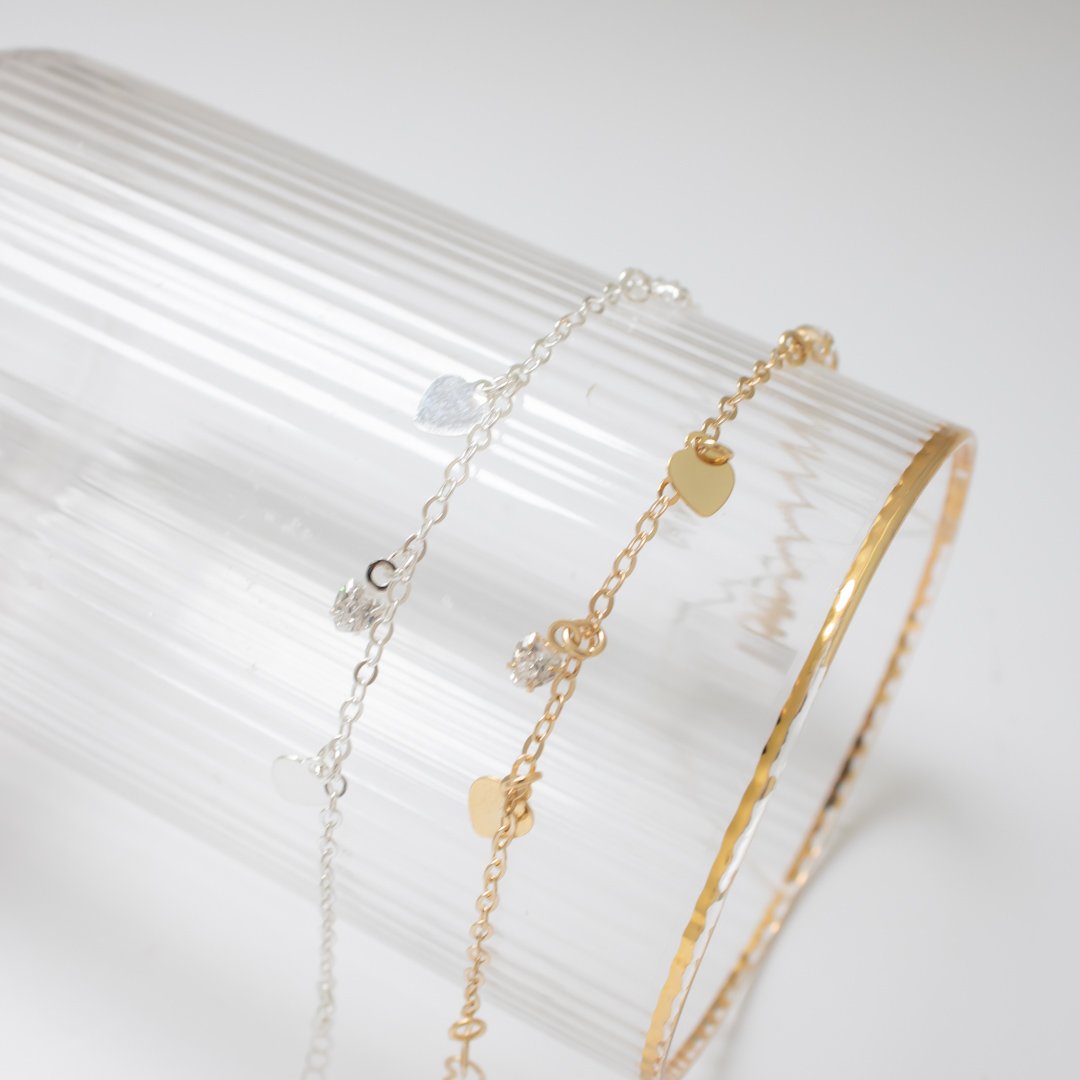 Pulseira Regular - Corações e Pedrinhas (Adulto ou Infantil)